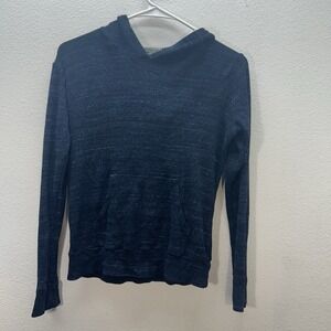 Monrow Classic Women's Navy Blue Hoodie Sweatshirt Pullover Sz XS Ribbed Lounge